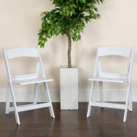 Flash Furniture 2-LE-L-1-WH-SLAT-GG 2 Pk. HERCULES Series 1000 lb. Capacity White Resin Folding Chair with Slatted Seat